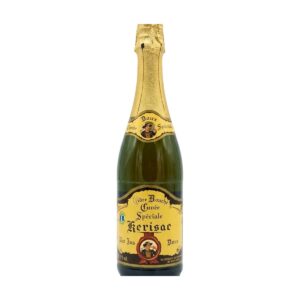 Bottiglia di sidro bretone Cidre Bouché Cuvée Spéciale Kerisac con tappo in sughero e gabbietta
