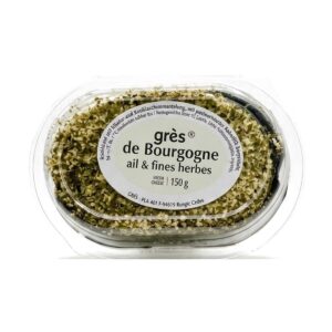 Formaggio cremoso Grès de Bourgogne Ail & Fines Herbes guarnito con aglio ed erbe aromatiche