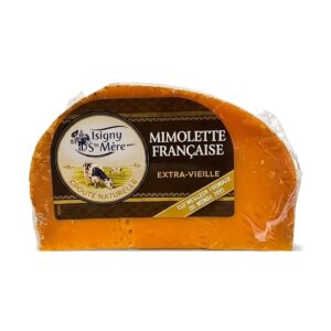 Spicchio di formaggio Mimolette Française Extra-Vieille Isigny Sainte-Mère con crosta scolpita e pasta arancione