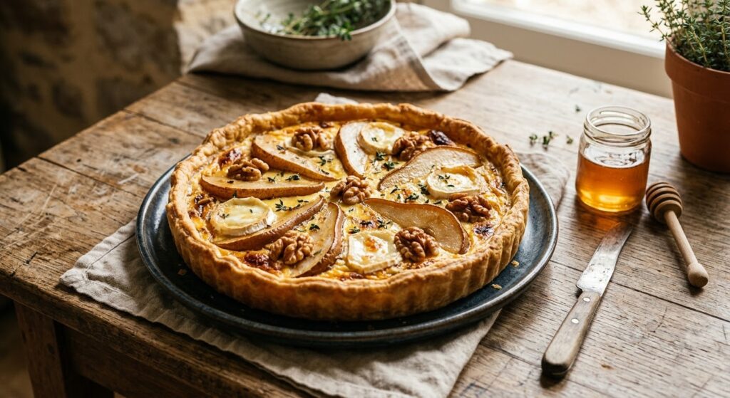 Tarte salée au chèvre, miel et noix — ricetta La Maison Gourmet