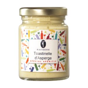 Vasetto di Toastinelle d'Asperge Madame de Turenne con etichetta dal design raffinato ed elegante